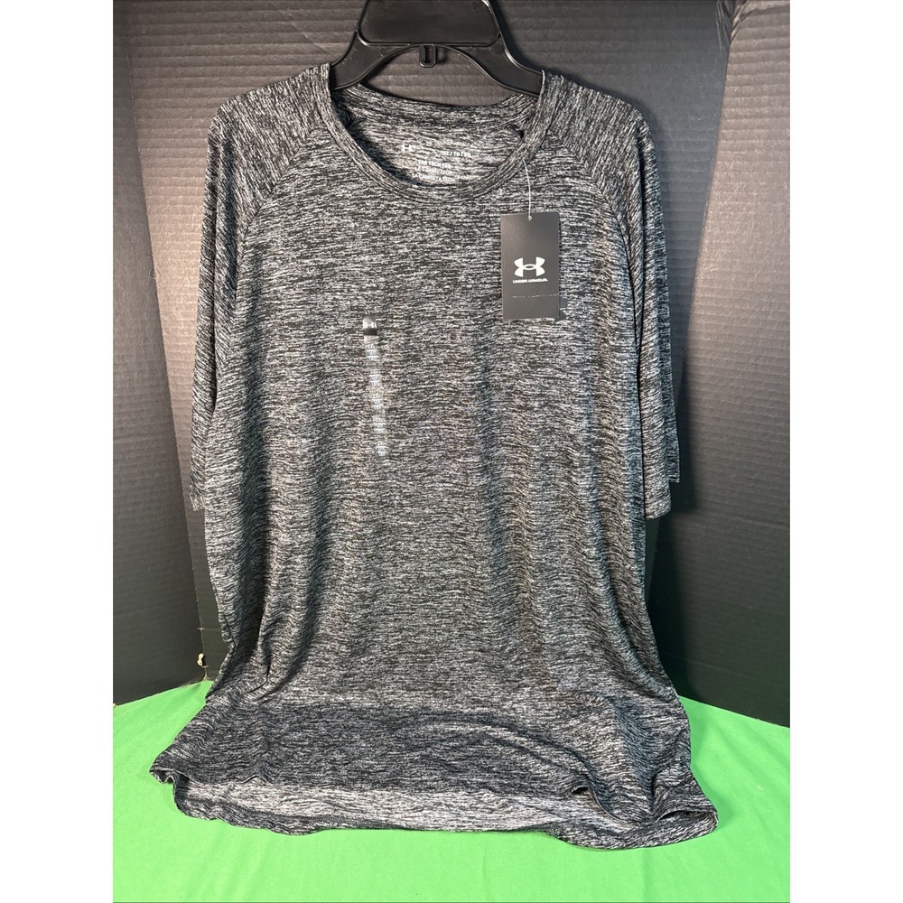 NWT Under Armour Men's Active Tech 2.0 Short Sleeve Tee Size XL Black Heather
